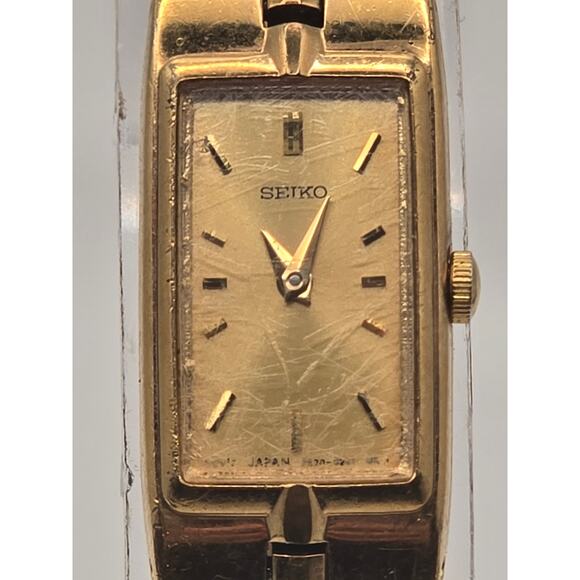 Seiko Vintage Tank Watch 2E20-7479 Gold Tone Dress Wristwatch main image 8